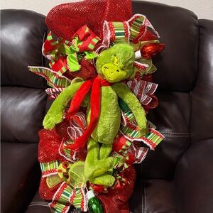 Festive Grinch Plush Christmas Wreath